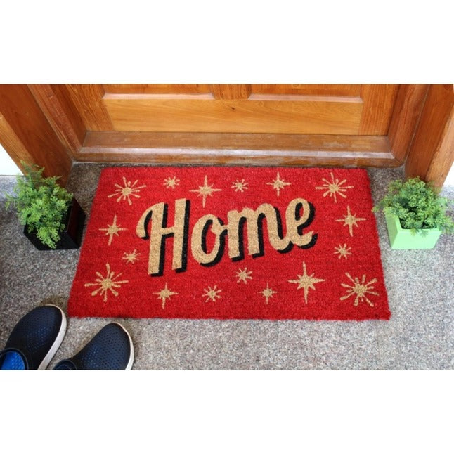 Red Tufted Home Stars Coir Doormat