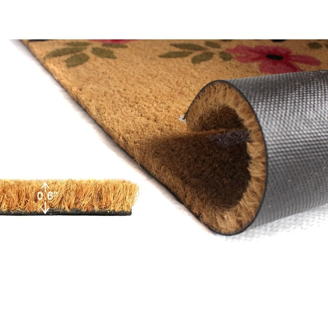 Home Pink Floral Doormat