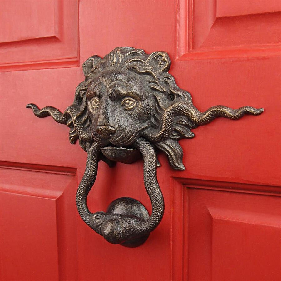 Lion and the Snake Cast Iron Foundry French Royalty Decorative Door Knocker
