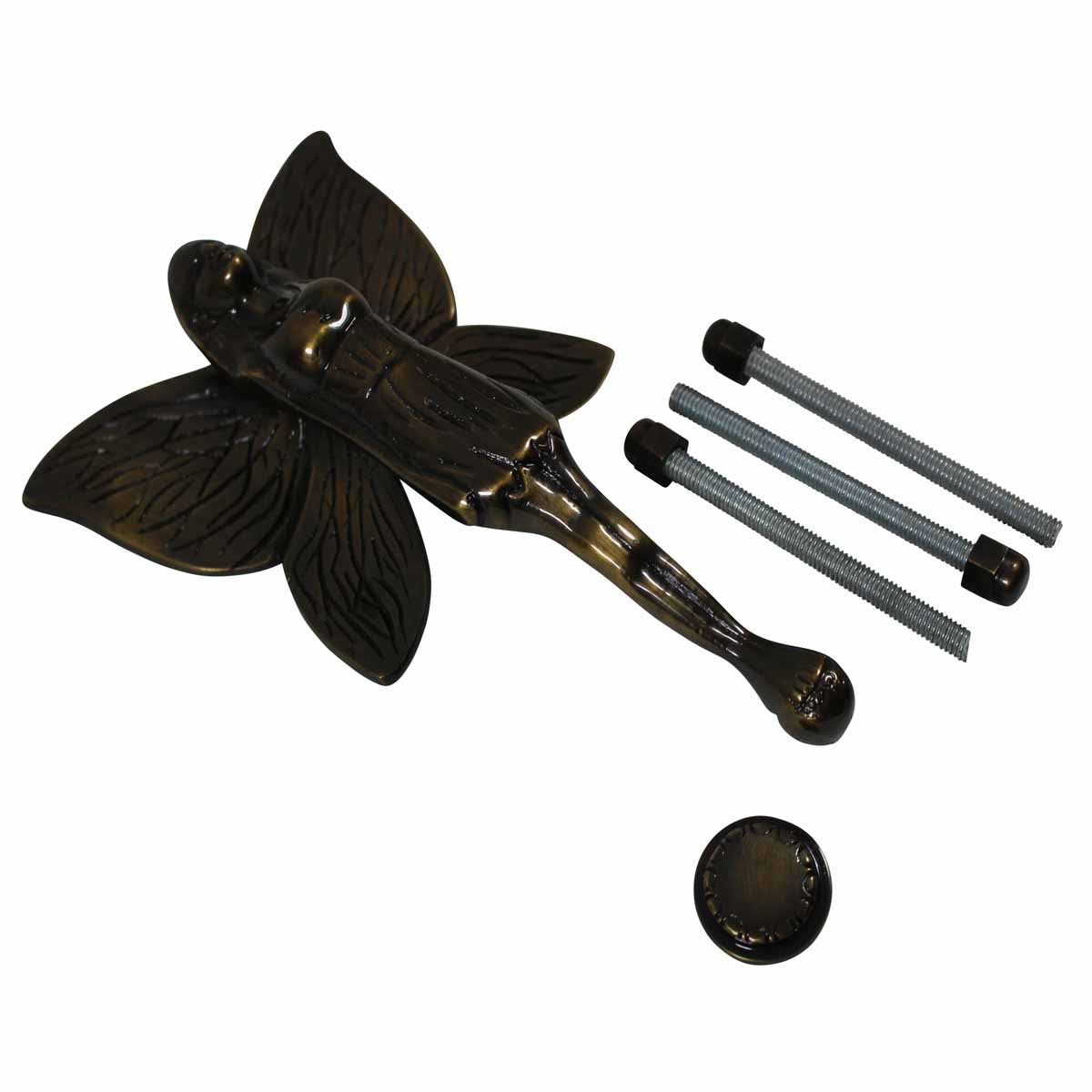 Antique Solid Brass Vintage Door Knocker Flower Fairy 7"H