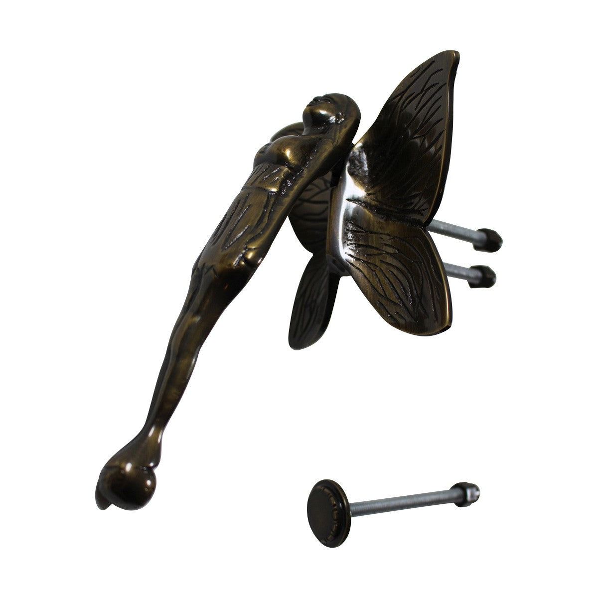 Antique Solid Brass Vintage Door Knocker Flower Fairy 7"H