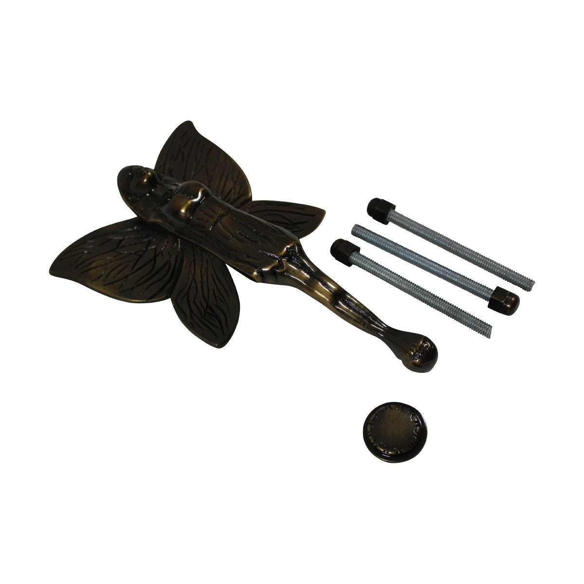 Antique Solid Brass Vintage Door Knocker Flower Fairy 7"H