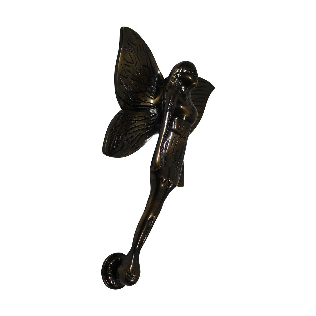 Antique Solid Brass Vintage Door Knocker Flower Fairy 7"H