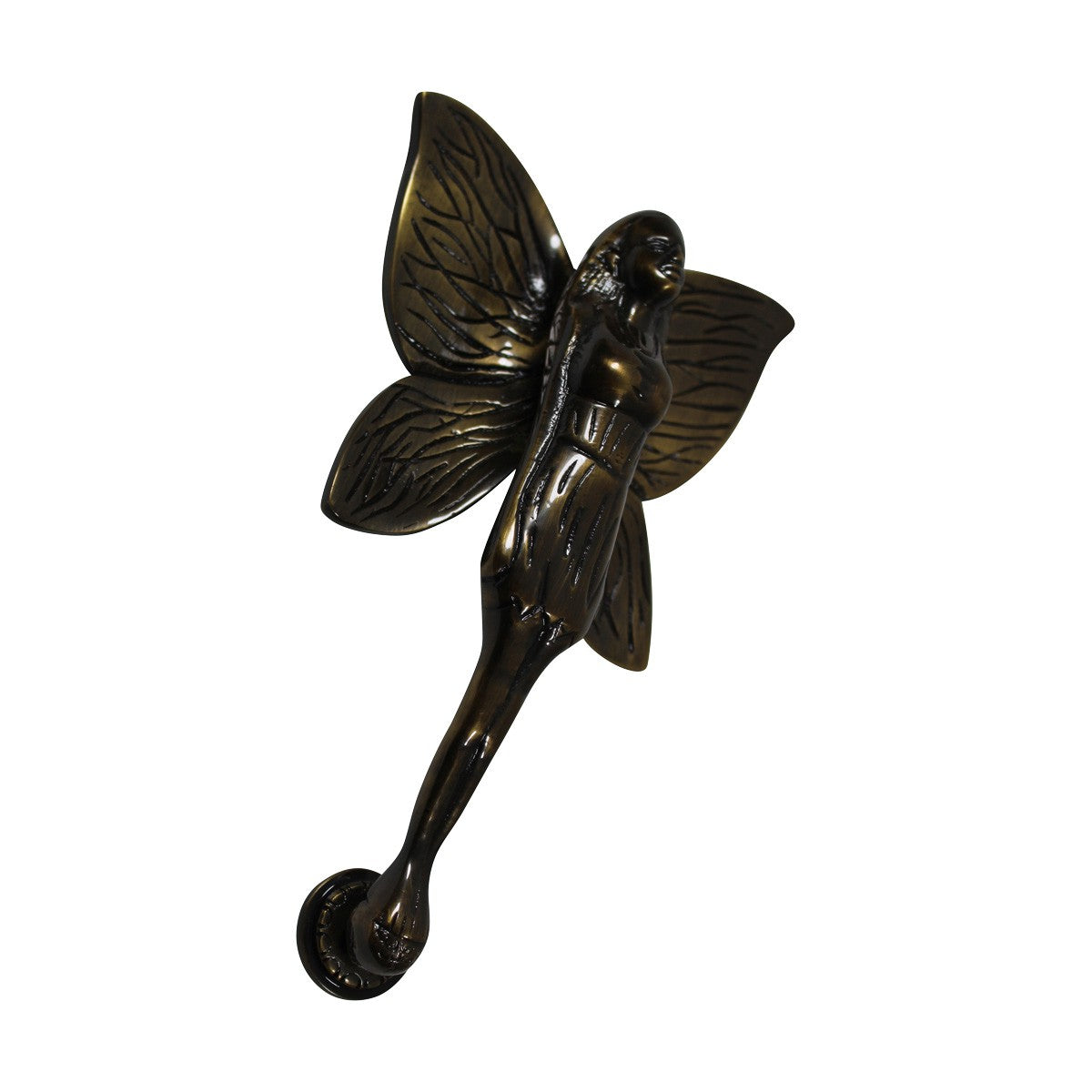 Antique Solid Brass Vintage Door Knocker Flower Fairy 7"H