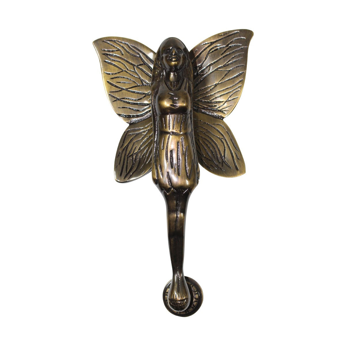 Antique Solid Brass Vintage Door Knocker Flower Fairy 7"H