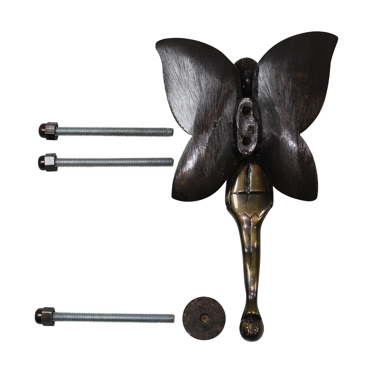 Antique Solid Brass Vintage Door Knocker Flower Fairy 7"H