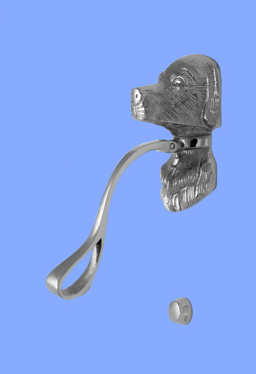 Chrome Solid Brass Door Knocker Large Dog Head 7 5/8"H