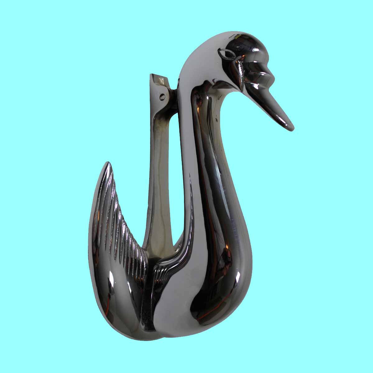 Chrome Solid Brass Victorian Door Knocker Swan 7" H