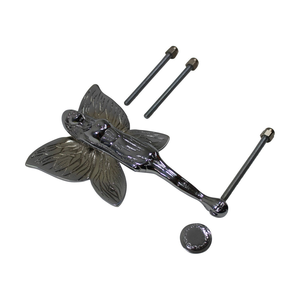 Chrome Solid Brass Vintage Door Knocker Flower Fairy 7"H