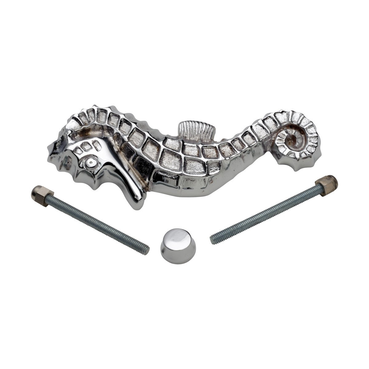 Chrome Solid Brass Vintage Door Knocker Sea Horse 6.5"H