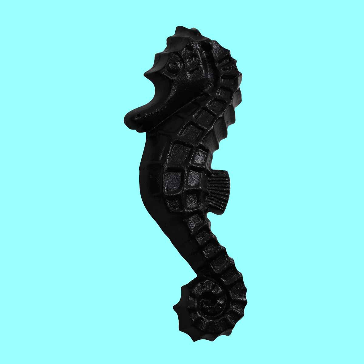Door Knocker Black Cast Iron Sea Horse 6 1/2" H x 2 3/4" W