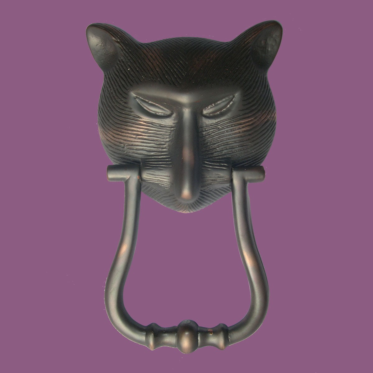Door Knocker Pharaoh Cat Head Cast Brass Oil Rubbed Bronze 8 3/8" H