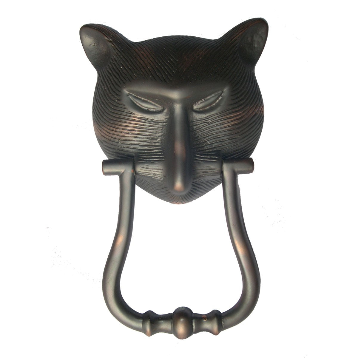 Door Knocker Pharaoh Cat Head Cast Brass Oil Rubbed Bronze 8 3/8" H