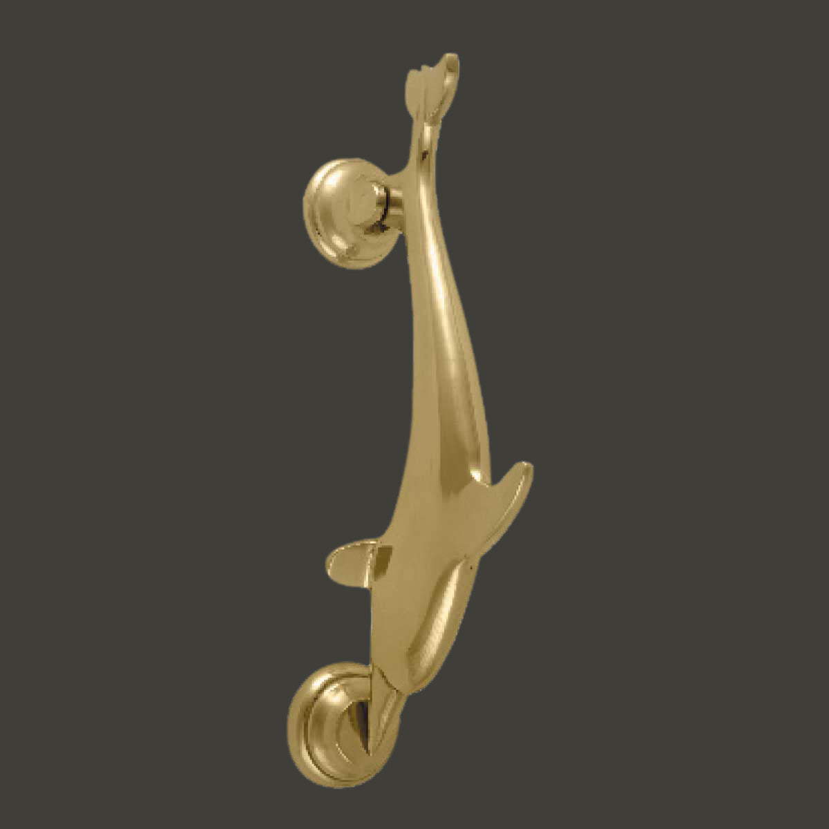 Solid Brass Vintage Dolphin Door Knocker Fish Flipper 8"H