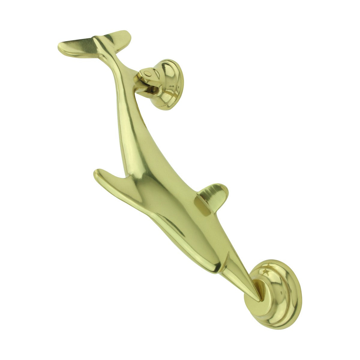Solid Brass Vintage Dolphin Door Knocker Fish Flipper 8"H