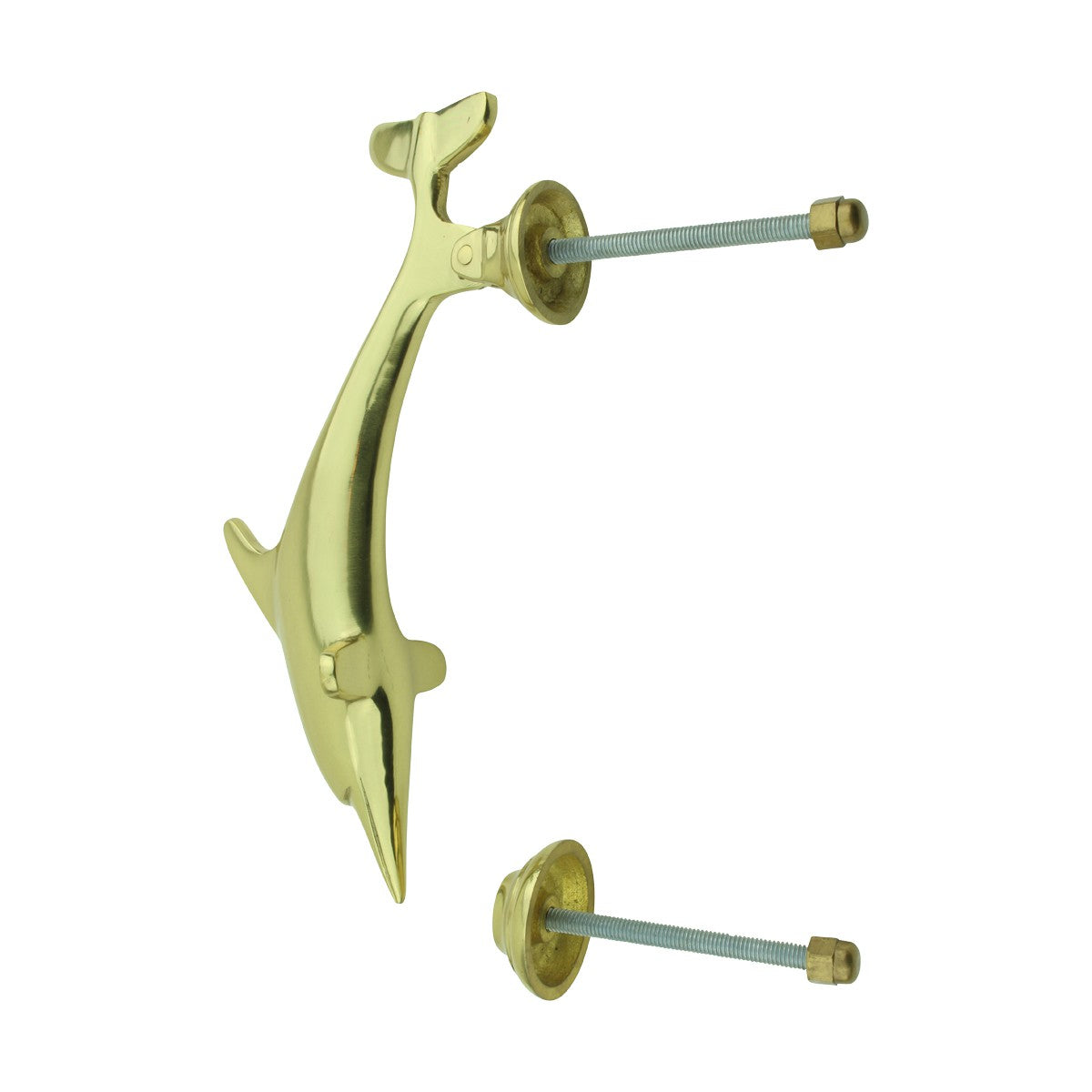 Solid Brass Vintage Dolphin Door Knocker Fish Flipper 8"H