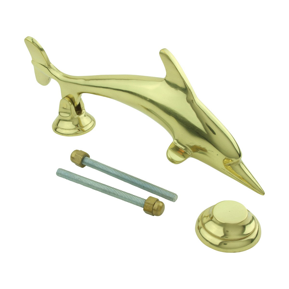 Solid Brass Vintage Dolphin Door Knocker Fish Flipper 8"H