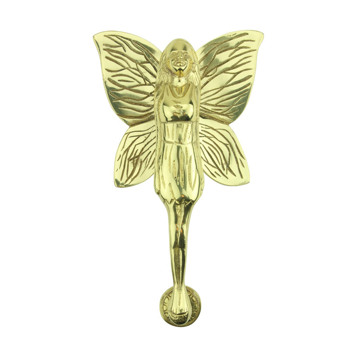 Solid Brass Vintage Door Knocker Flower Fairy 7"H x 4"W