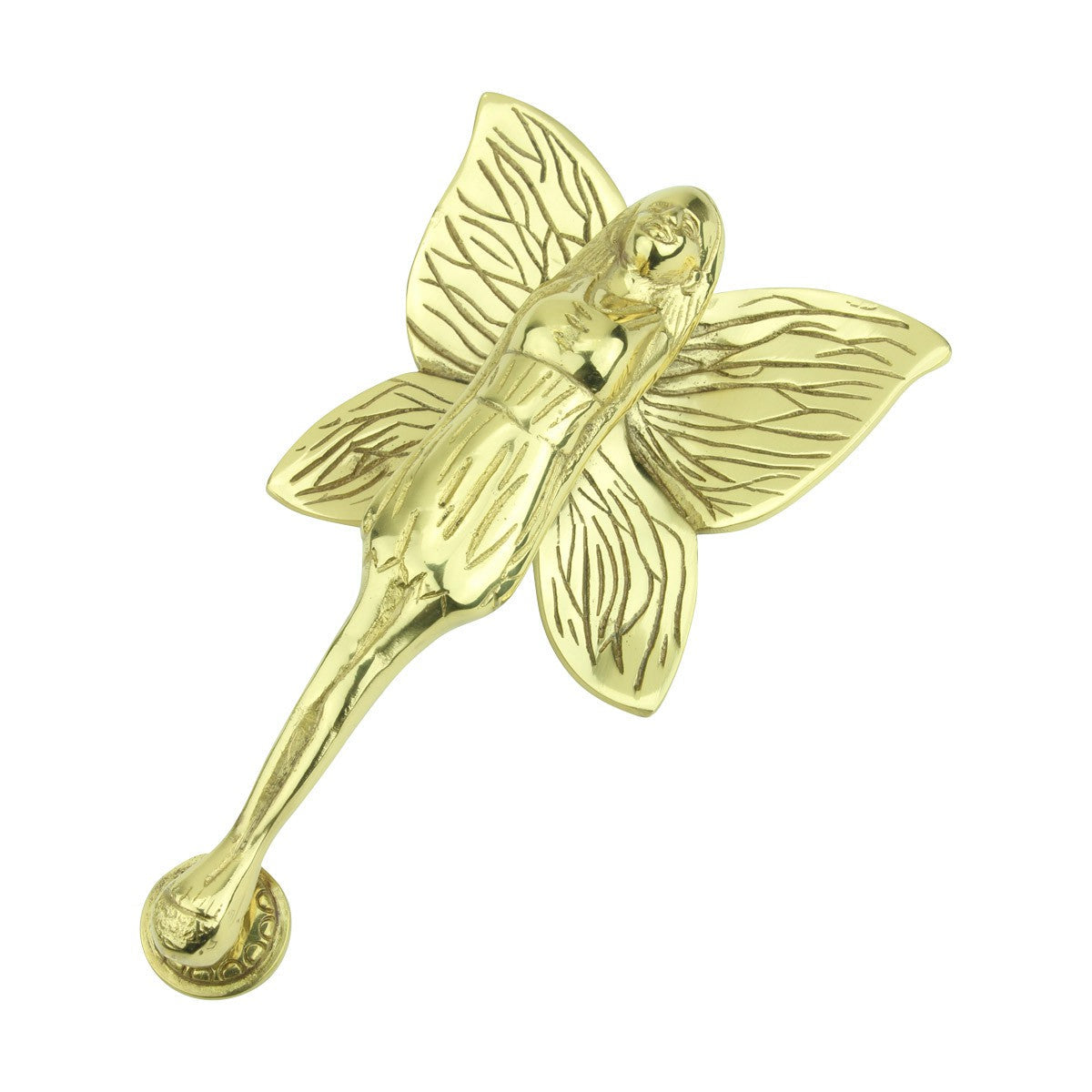Solid Brass Vintage Door Knocker Flower Fairy 7"H x 4"W
