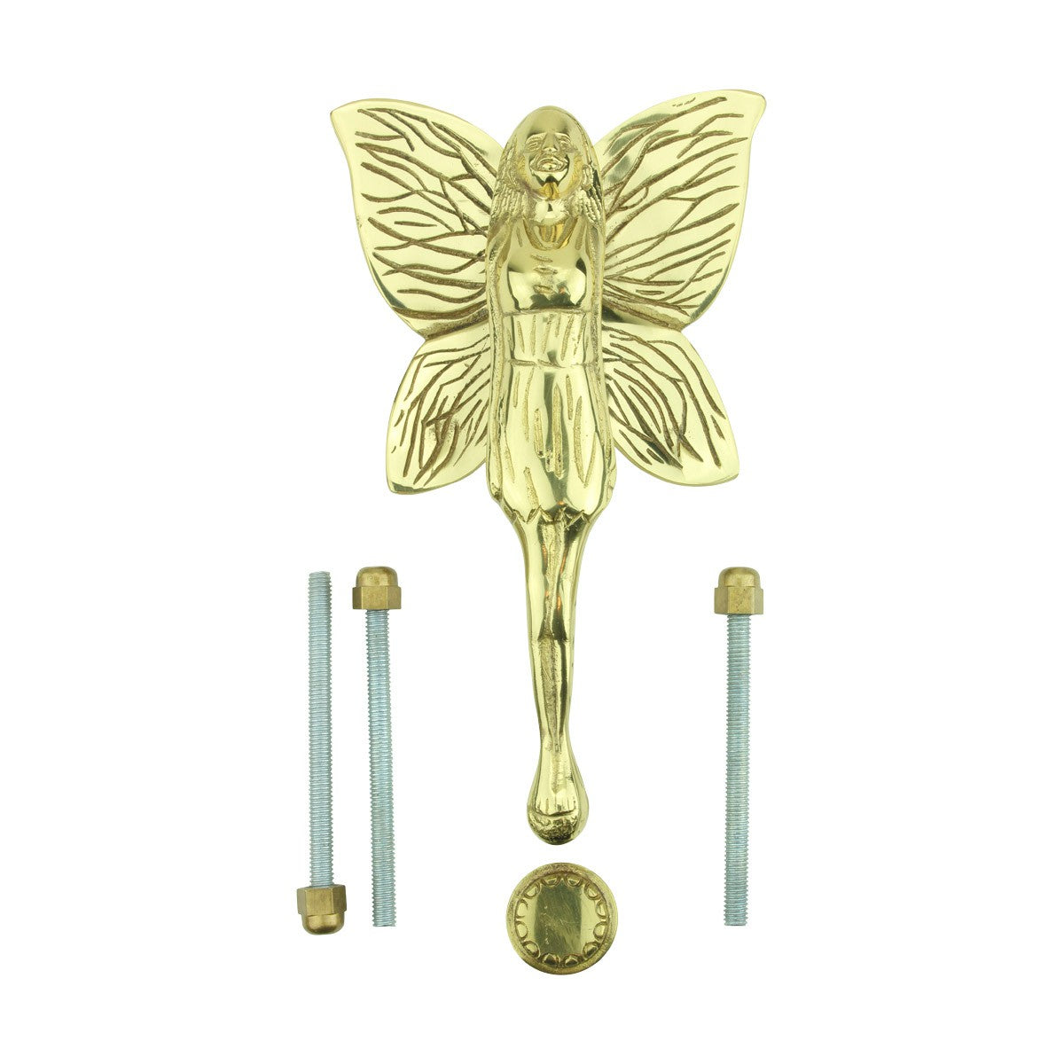 Solid Brass Vintage Door Knocker Flower Fairy 7"H x 4"W