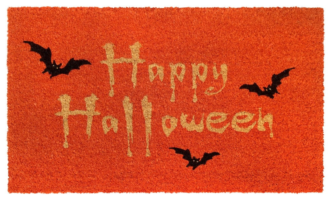 Orange Happy Halloween Bats Doormat