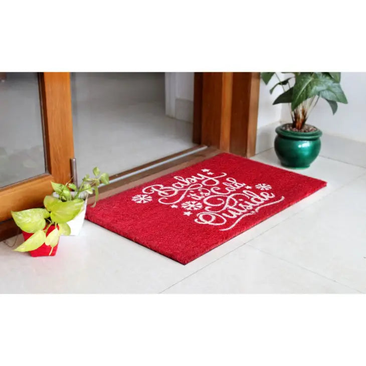 Red Baby It's Cold Outside Coir Doormat