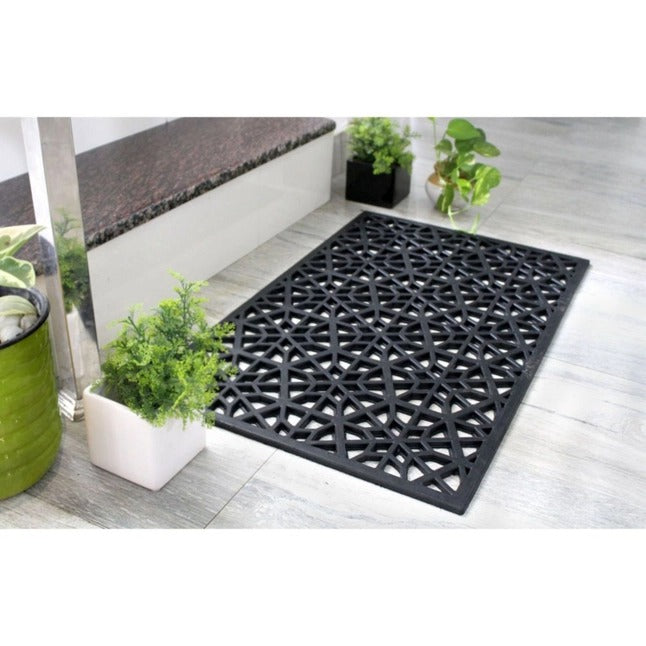 Black Moulded Honeycomb Rubber Doormat