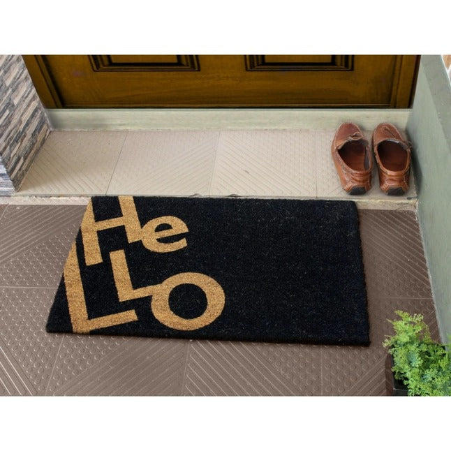 Black Zigzag Hello Doormat