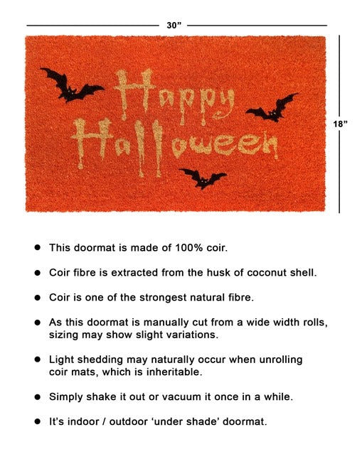 Orange Happy Halloween Bats Doormat