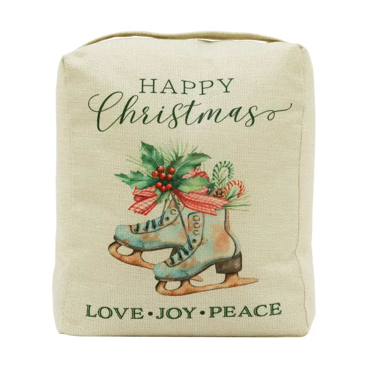 Happy Christmas Fabric Door Stop with Handle