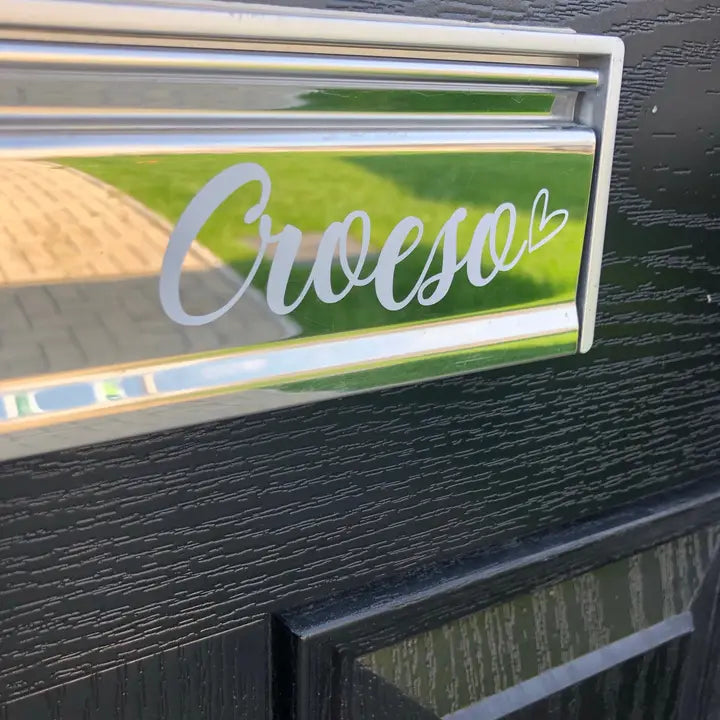 Croeso Welcome Welsh Heart Letter Box Door Decor House Sticker Label