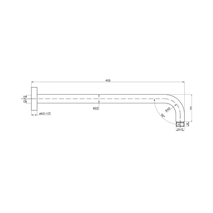 Stilform Design Wall Mount For Rain Shower Made of Solid Brass in Matt Black in 400 mm