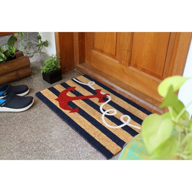 Red Machine Tufted Red Anchor Doormat