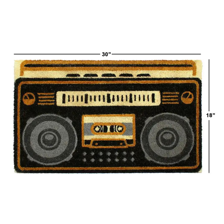 RugSmith Gray Machine Tufted Boombox Coir Doormat, 18" X 30"