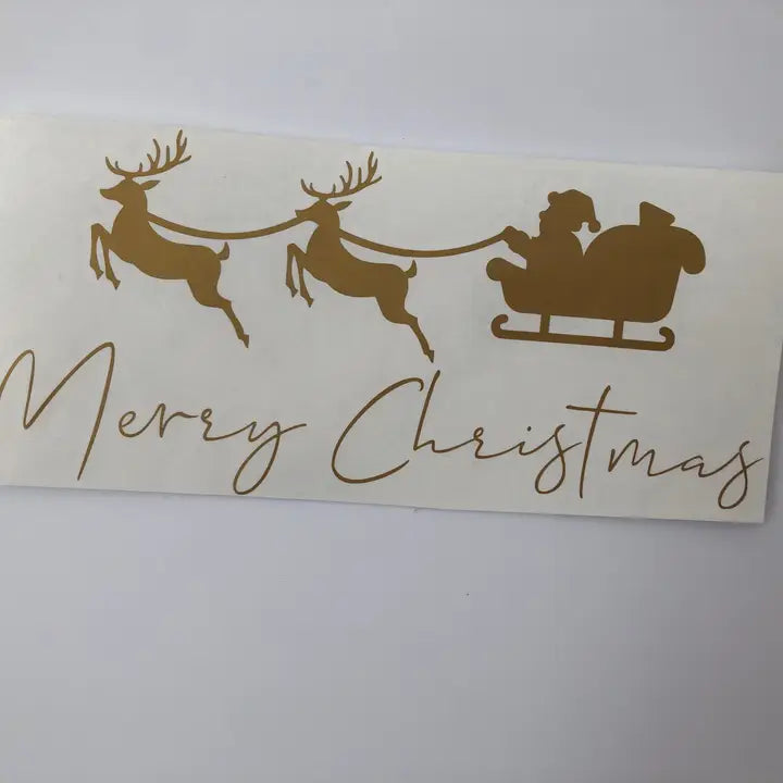 Merry Christmas Santa Sleigh Window Door Vinyl Christmas Sticker