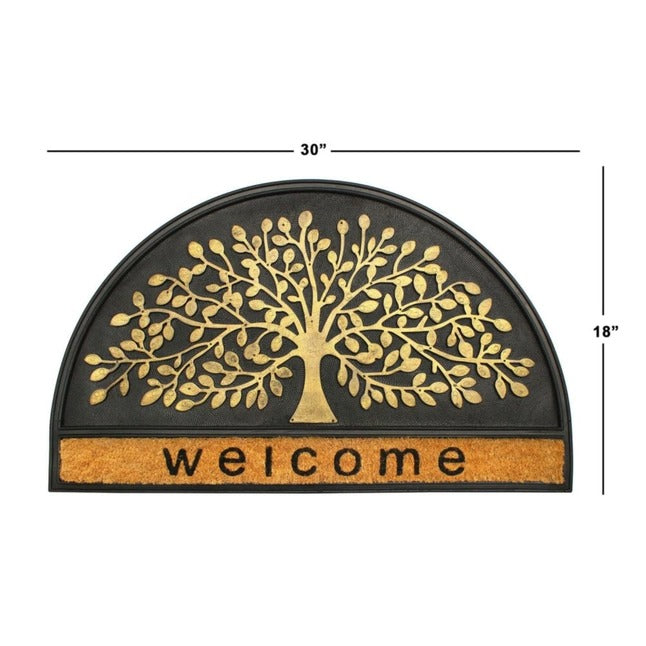 Moulded Welcome Tree Half-Rd Rubber Doormat