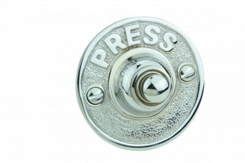 Doorbell Button Chrome Over Brass Embossed Pressed Round