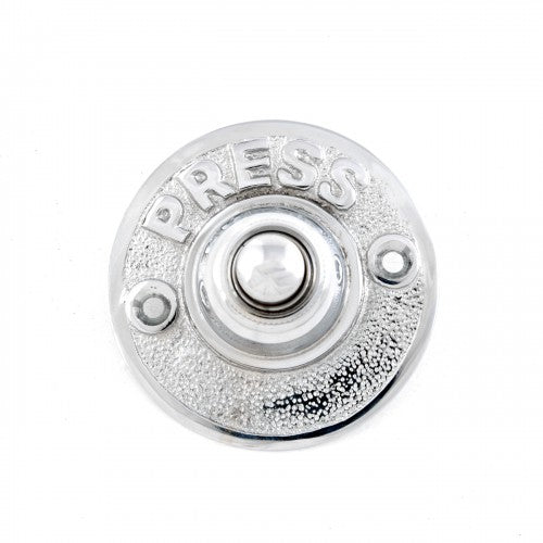 Doorbell Button Chrome Over Brass Embossed Pressed Round