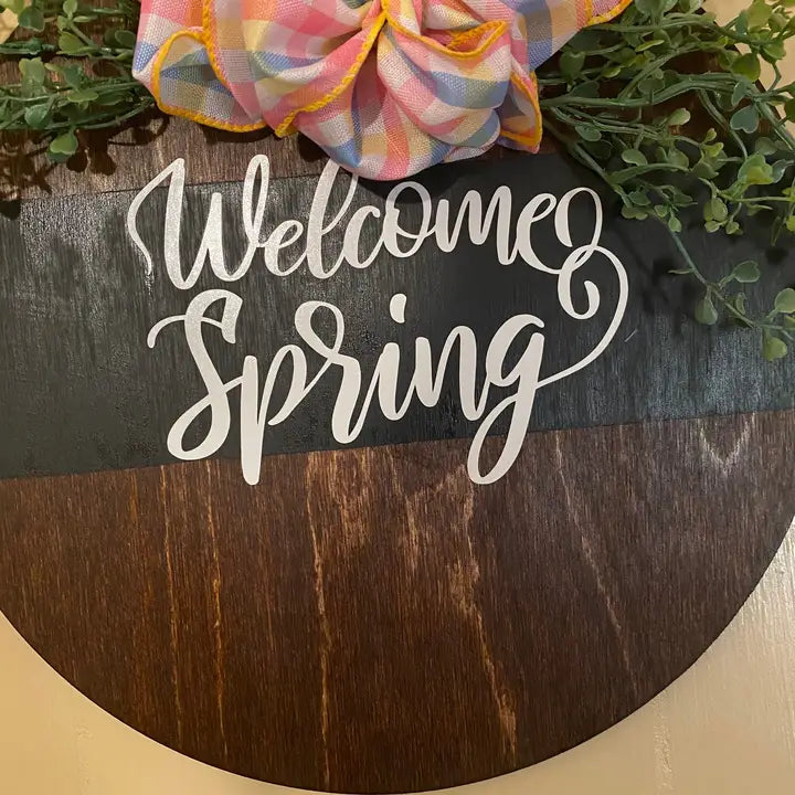 Welcome Spring Door Hanger with Bow