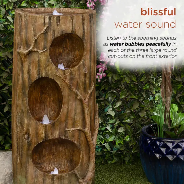 Alpine Corporation 4-Tier Self-Contained Tree Trunk Fountain