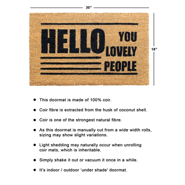 Black Hello, You Lovely People Doormat