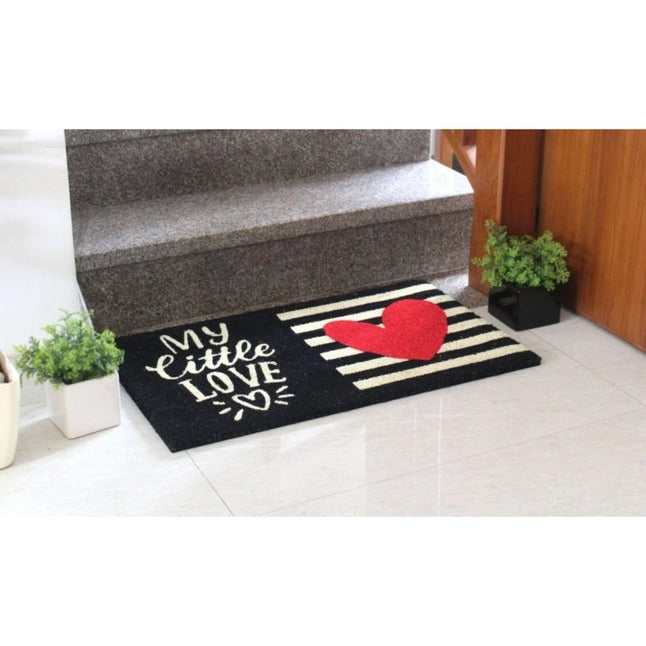 Black Tufted Little Love Coir Doormat