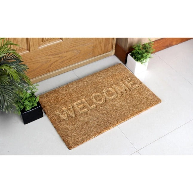 Natural Embossed Welcome Coir Doormat