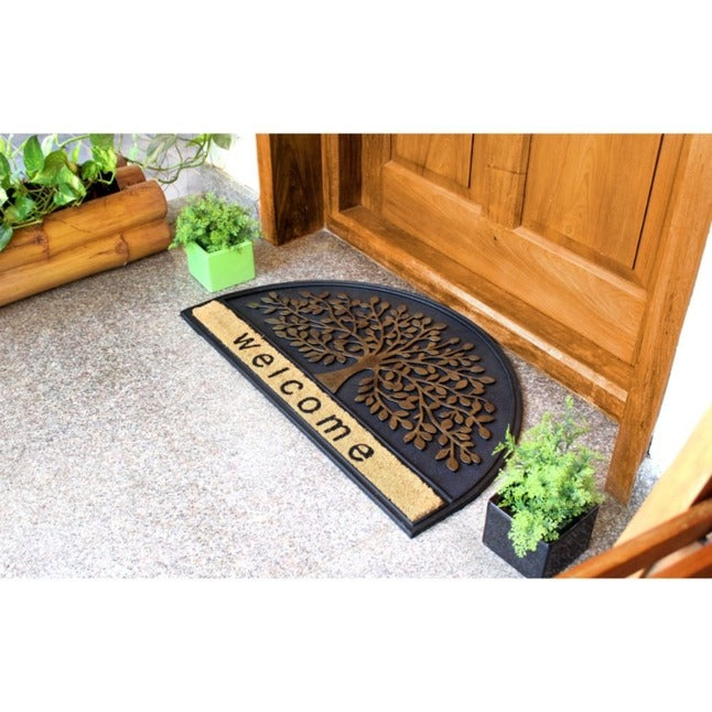 Moulded Welcome Tree Half-Rd Rubber Doormat