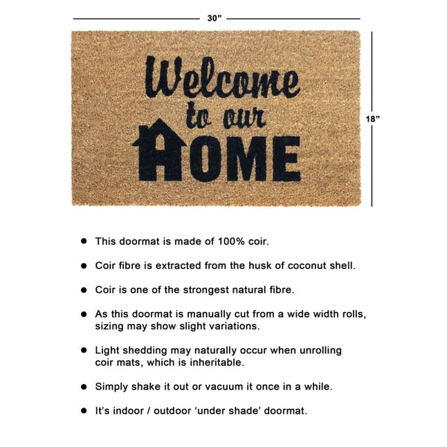 Black Welcome To Our Home Doormat