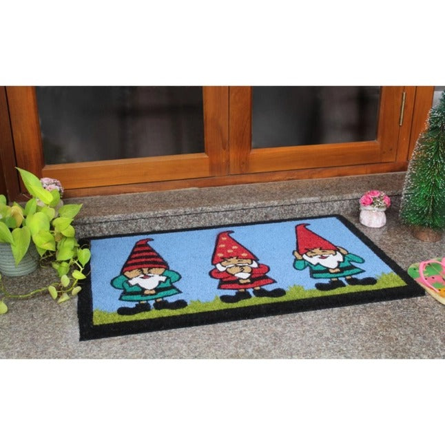 Blue Machine Tufted Gnomes Coir Doormat