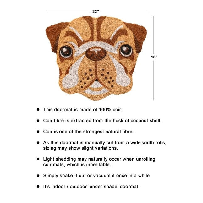 Natural Machine Tufted Shaped Pug Face