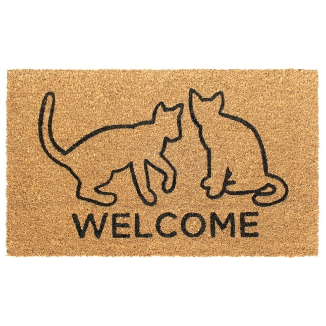 Black Welcome Cats Doormat