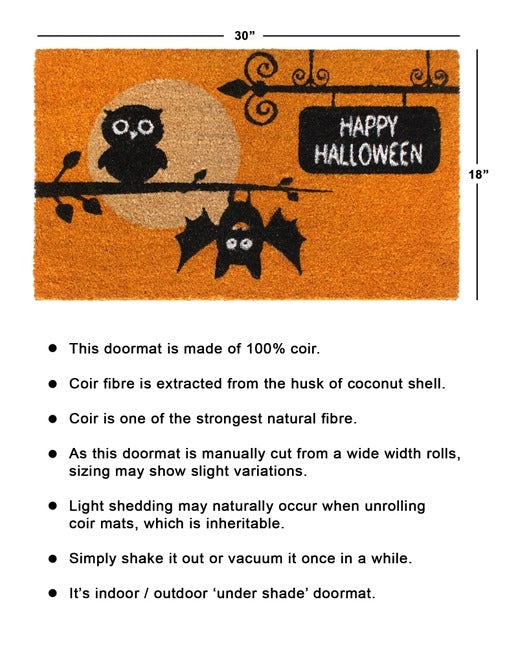 Black Happy Halloween Owls Doormat