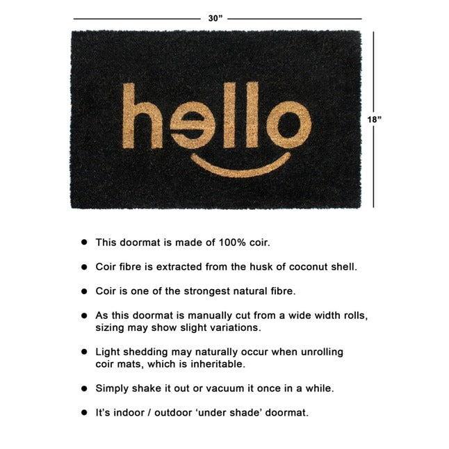 Black Machine Tufted Hello Doormat